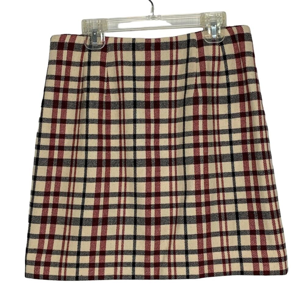 Ann Taylor Petite Plaid Skirt Full Lining Hidden Zipper on Side Size 4P